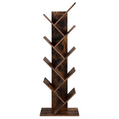 Bücherregal Standregal mit 8 Ebenen in Baumform - Vintage dunkelbraun