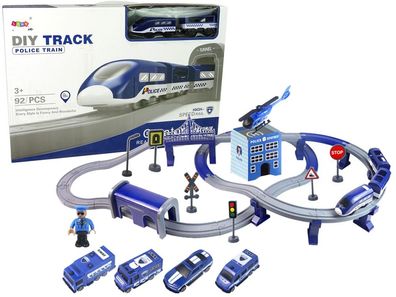 Elektrisches Zuggleis - Polizei - 92 Elemente - blau