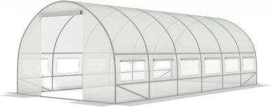 Folien-Tunnelgewächshaus mit Fenstern 600 x 300 x 200 cm Weiß