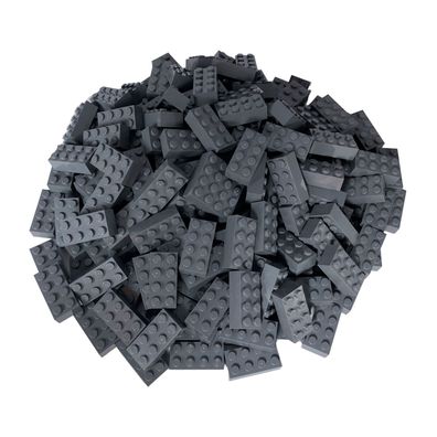 100 dunkelgraue LEGO Steine 2x4 - Bausteine - Classic, Basic, City - grey 3001