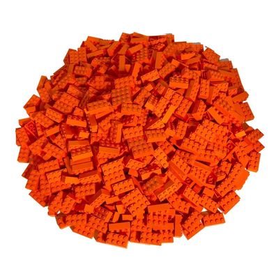 100 Orange LEGO Steine 2x4 - Bausteine - Classic, Basic, City - 3001