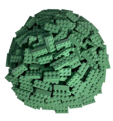 100 Sandgruene LEGO Steine 2x4 - Bausteine - Classic, Basic, City - green 3001