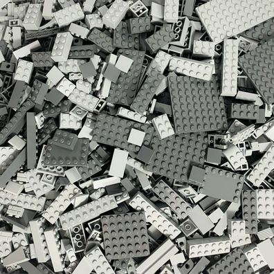 LEGO 100 Graue Steine - Hochsteine, Fliessen usw. - Hellgrau/ Dunkelgrau