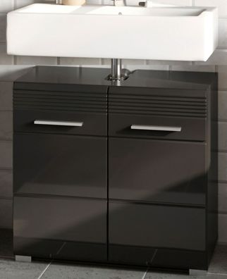 Waschbeckenunterschrank "Linus" schwarz Hochglanz Badezimmer Unterschrank 60 cm
