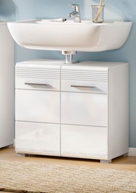 Waschbeckenunterschrank "Linus" weiß Hochglanz Badezimmer Unterschrank 60 cm