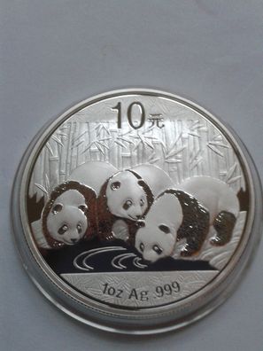 Original 10 Yuan 2013 China Panda 1 Unze Silber 1oz. 31,1g 999er Silber in Münzdose