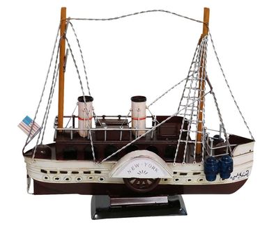 Modellschiff Schiff Modell Metall Schaufelraddampfer Antik-Stil kein Bausatz