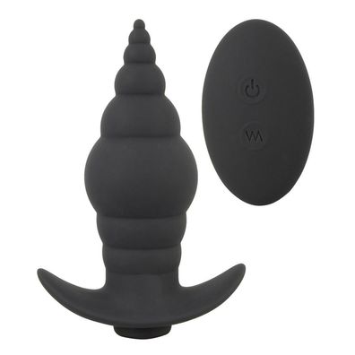 Silikon Anal-Plug mit Reiz-Rillen + 9 Vibration + Wasserdicht + Sexspielzeug