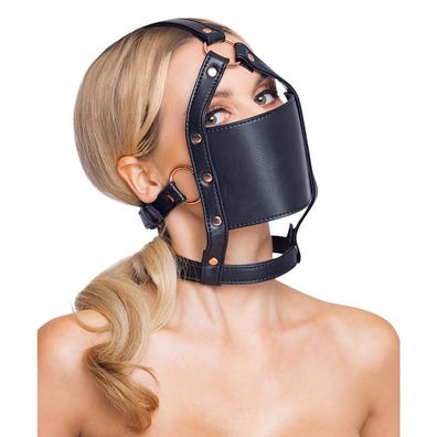 Kopf-Harness mit Mund-Knebel + stilvolle Leder-Optik + BDSM Fetisch Kopfgeschirr