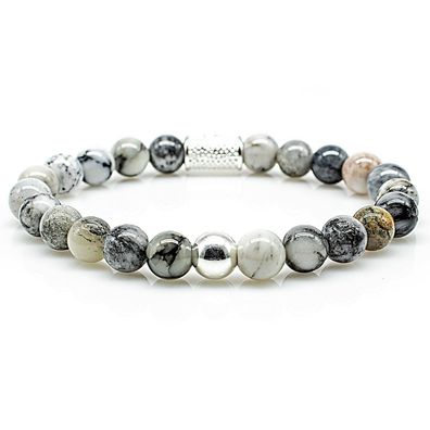 Achat 925 Sterling Silber Armband Bracelet Perlenarmband Beads Kugel Glatt 8 mm