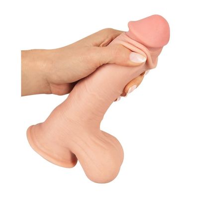 Natur-Dildo Medium + bewegliche Haut + Saugnapf + Penis Vibrator Sexspielzeug