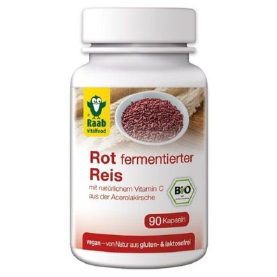 Rot fermentierter Reis a 470 mg mit Vitamin C,90 Kapseln, BIO - Raab vitalfood