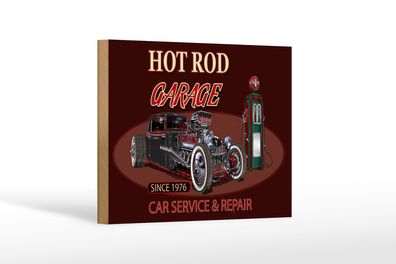 Holzschild Auto 18x12 cm hot rod Garage car service repair Schild wooden sign