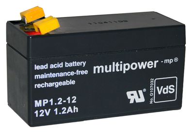 Multipower MP1,2-12 Pb 12V / 1,2Ah VdS-Nr. G119028, Faston 4,8