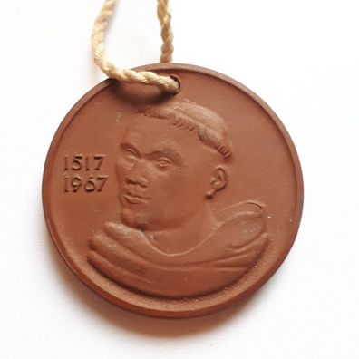 Porzellan Medaille Martin Luther Christus meine Gererchtigkeit