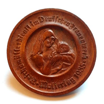 Medaille Holz Reichsmütterdienst im deutschen Frauenwerk Muttertag 1935