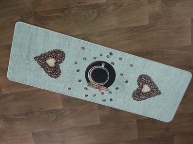 Coffee Kaffee Küchenläufer Läufer 60x180cm 100% Polyester Teppich Teppichläufer