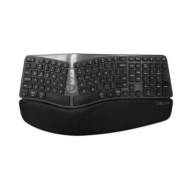 Kabellose ergonomische Tastatur Delux GM901D BT + 2.4G (schwarz)