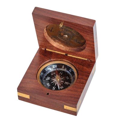 Kompass mit 100 Jahres Kalender Maritim Dekoration Navigation Messing Antik-Stil