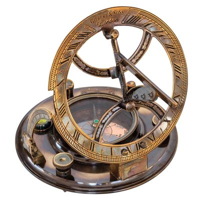 Kompass Maritim Sonnenuhr Dekoration Messing Glas Antik-Stil Replik 13cm