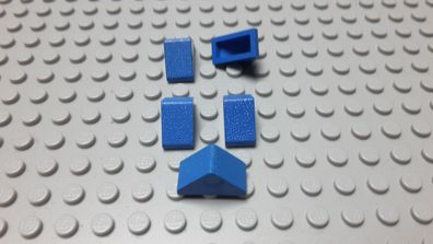 Lego 5 Firststeine 1x2 Blau 45 Grad ohne Steg Nummer 3044a