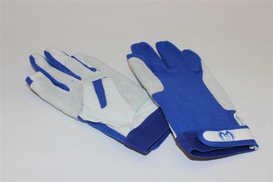 Segelhandschuhe Leder weiß/ blau, 2-Finger offen S, M, L, XL