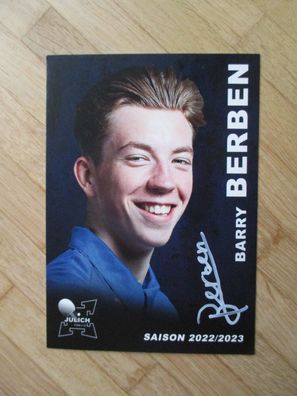 Tischtennis Bundesliga TTC Jülich Saison 22/23 Barry Berben - handsign. Autogramm!!!