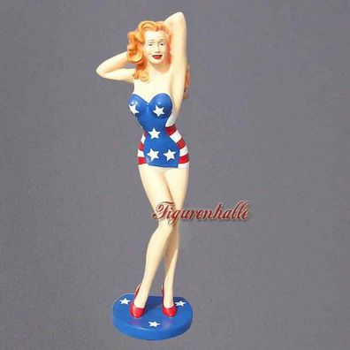 Pin Up USA Flagge Kleid Figur Statue 50s Rock N Roll Rockabilly Deko Us. Aufsteller