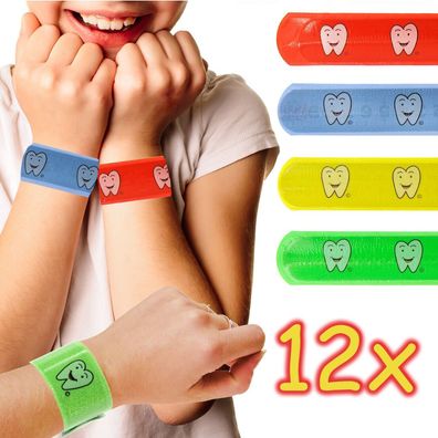 12 Klatscharmbänder ZAHN Zähne Kindergeburtstag Kinder Armband Mitgebsel Tombola