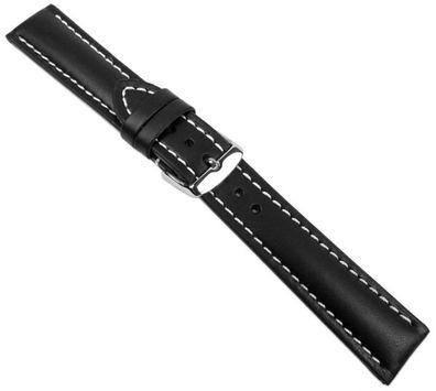 Uhrenarmband Leder schwarz/ weiß Herzog Swiss Chrono I 20643S