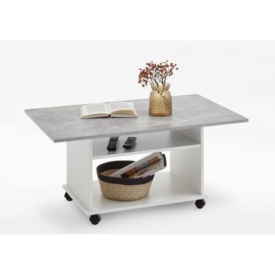 Couchtisch Beistelltisch Tisch Wohnzimmertisch AZUR Beton grau / weiß FMD ca. ...