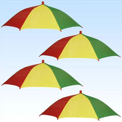 4 x Kopfschirm Sonnenschirm Regenschirm 3 farbig Schirm Partyschirm Geschenk Gag