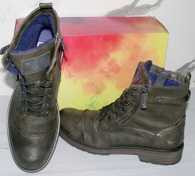Mustang Denim Warme ZIP Herbst Winter Schuhe Boots Stiefel Futter 42 Braun D97
