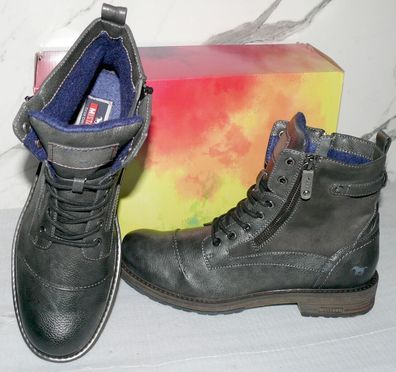 Mustang Denim Warme ZIP Herbst Winter Schuhe Boots Stiefel Futter 42 Dk. Grau D98