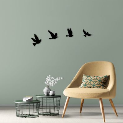 Wallity, Pigeons- SKL2355, Schwarz, Sonstige Wohndekorationen, 18 x 20 cm, 100% Metal