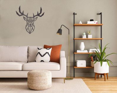 Wallity, Deer- LDN1103, Schwarz, Sonstige Wohndekorationen, 50 x 50 cm, 100% Metall (