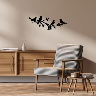 Wallity, Birds- TNL2254, Schwarz, Sonstige Wohndekorationen, 70 x 26 cm, 100% Metall