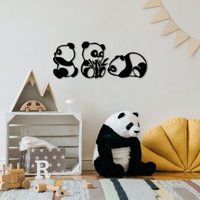 Wallity, Pandas- SKL2364, Schwarz, Sonstige Wohndekorationen, 18 x 26 cm, 100% Metall