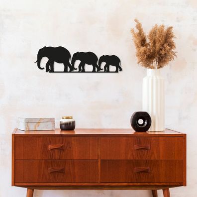 Wallity, Elephants- TNL1152, Schwarz, Sonstige Wohndekorationen, 15 x 50 cm, 100% Met