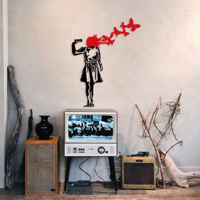 Wallity Banksy- TNL2298 Schwarz rot Sonstige Wohndekorationen 66 x 51 cm