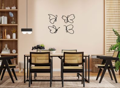 Wallity, Butterflies- LDN1163, Schwarz, Sonstige Wohndekorationen, 25 x 25 cm, 100% M