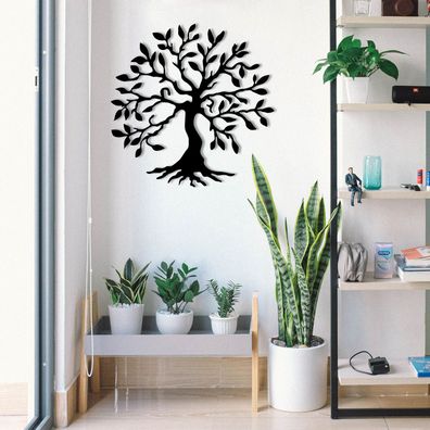 Wallity, Tree- ENZ1113, Schwarz, Sonstige Wohndekorationen, 60 x 60 cm, 100% Metall (