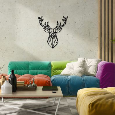Wallity, Deer- ENZ1118, Schwarz, Sonstige Wohndekorationen, 60 x 65 cm, 100% Metall (