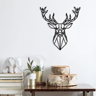 Wallity, Deer4- TNL1668, Schwarz, Sonstige Wohndekorationen, 60 x 65 cm, 100% Metall