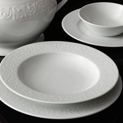 Heritage, Kutahya Porselen,(24 Stucke), Abendessen , Weiss, 100% Porzellan