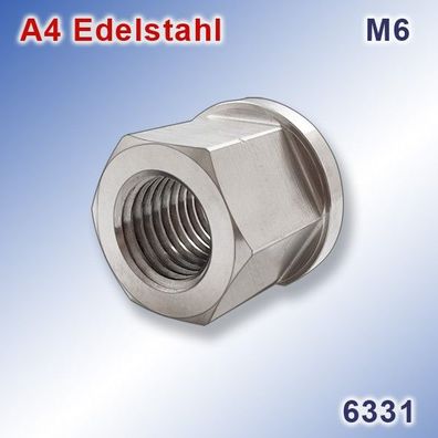 Sechskantmutter M6 1,5xd mit Bund DIN 6331 A4 Edelstahl Hexagon Nuts 316