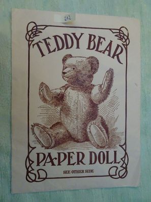 Jumbo Teddy Bear Paper Doll Old Fashioned (C) 1984 Merrimack ca 26,5cm groß nr 40588