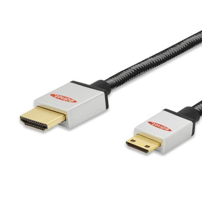 Ednet 2m Mini HDMI auf HDMI Kabel HDMI-C auf HDMI-A High End Premium Ethernet