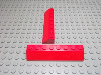 Lego 2 Dachsteine Schrägsteine 2x8 45 Grad Rot Nummer 4445