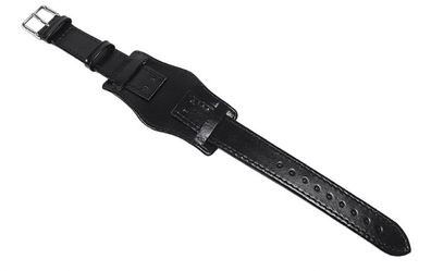 Minott Uhrenarmband | Leder schwarz mit Unterlage 22862S